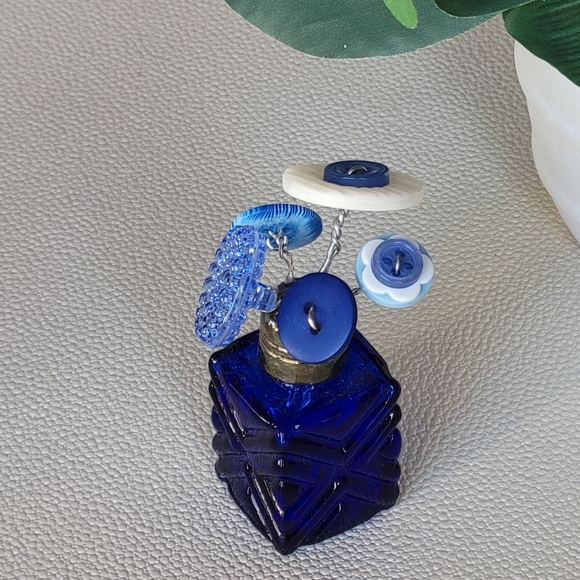 Cobalt Blue Handmade Button Floral Arrangement - Picture 2 of 8